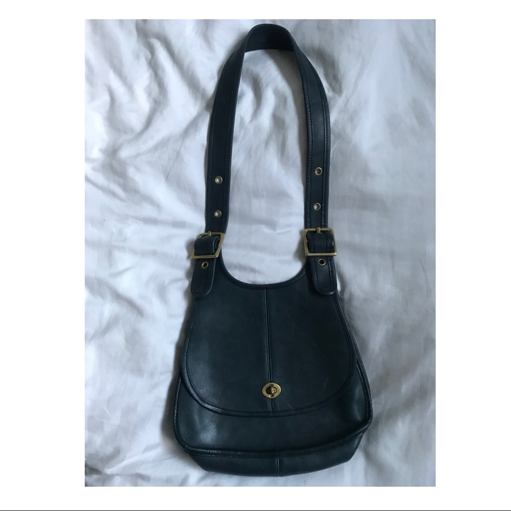VINTAGE COACH deep teal shoulder bag